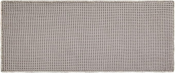 TYUU Waffle Bath Mat, Boho Bathroom Rugs Non Slip, 48x24 Light Grey | Super Absorbent Quick Dry Bath Rug, Non-Slip Backing, Soft Waffle Washable Farmhouse Bathroom Mats, Tub, Shower & Home Decor