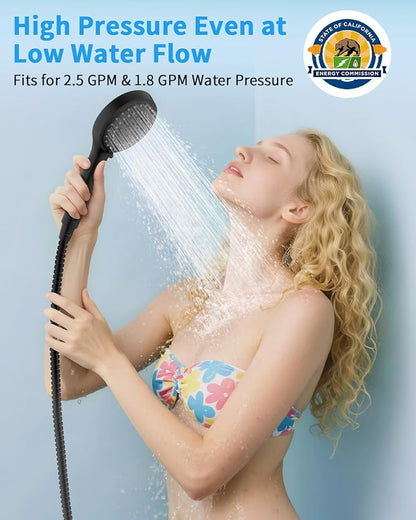 FASDUNT Shower Head with Handheld, High Pressure Showerhead with Hose Black | 80" Extra Long Stainless Steel Hose & Adjustable Bracket, Shower Heads with ON/OFF Switch for Pets Bath