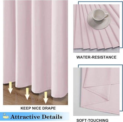 OVZME Zora 36 x 72 Inch Stall Fabric Shower Curtain - Soft Small Shower Curtain for Bathroom for Narrow Stall Size, Machine Washable Water Resistance, Hotel Style, Blush Pink