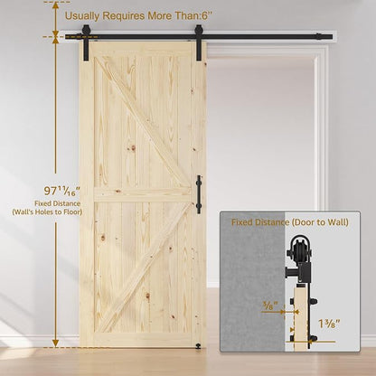 SMARTSTANDARD 42in x 96in Sliding Barn Door with 7ft Hardware Kit Included | Fit Opening up to 38"x94", Unfinished Solid Spruce Wood Door, Assembly Required DIY,Stainable,Natural