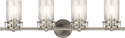 Kichler Brinley 32.25" Vanity Light in Brushed Nickel, 4-Light Farmhouse Bathroom Vanity Light with Clear Glass, (32.25" W x 10" H), 45690NI