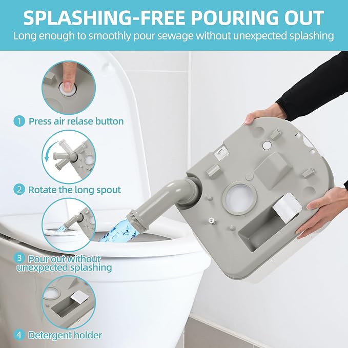 YITAMOTOR Portable Toilet Camping Porta Potty with Paper Collection 6.34 Gallon, Indoor Outdoor RV Toilet with Handle Pump, Leak-Proof OutdoorToilet for RV Travel, Boat, Trips, White | Indoor Outdoor RV Toilet with Handle Pump, Leak-Proof OutdoorToilet...