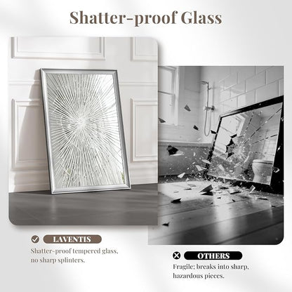 2 Pack 24x36 Inch Brushed Nickel Bathroom Mirrors for Over Sink | Curved Aluminum Frame Rectangle Vanity Mirror Set for Double Sink, HD Tempered Glass, Anti-Rust, Horizontal or Vertical