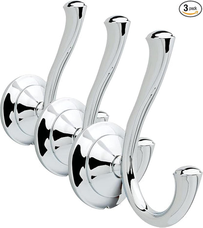 Delta Faucet 79435 Linden Double Towel Hook Bath Hardware Accessory in Polished Chrome (Pack of 3)