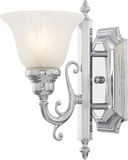 Livex Lighting 1281-05 Bath Vanity with White Alabaster Glass Shades, Chrome
