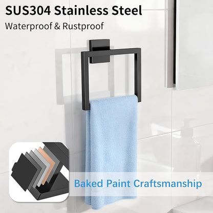 Gypie Bathroom Accessories Set Wall Mounted, 10-Piece 24In Matte Black | Stainless Steel Modern Wall Mount Towel Racks for Bathroom Towel Bar Set
