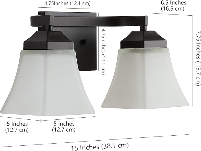 JONATHAN Y 15" Oil Rubbed Bronze Modern Cottage LED Vanity Light Wall Sconce, Farmhouse Wall Lamp for Bathroom Mirror Kitchen, White Glass Shade, LED Bulb Included (JYL7523A)