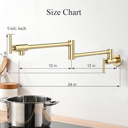 Faucets with Wall Mount Double Joint Swing Arms - Leak Free Design with High-Flow Aerators - Retractable & Folding for Space Saving