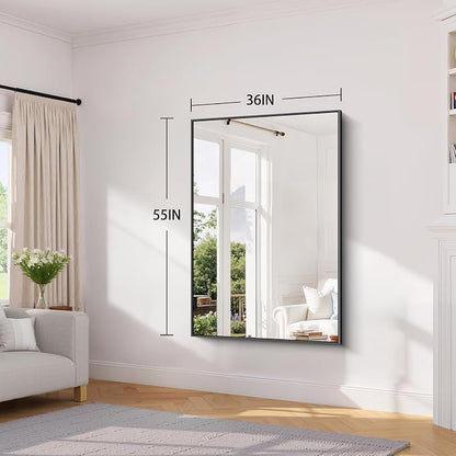 Koonmi Black Bathroom Mirror for Over Sink,Metal Framed 36"x55" Wall Mirror