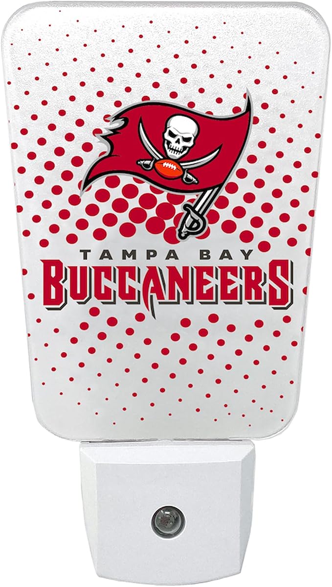 Party Animal NFL Team LED Night Light, Tampa Bay Buccaneers | Energy-efficient LED light with auto-sensor & 3 light settings; Slim 5-inch design fits standard outlets for indoor use