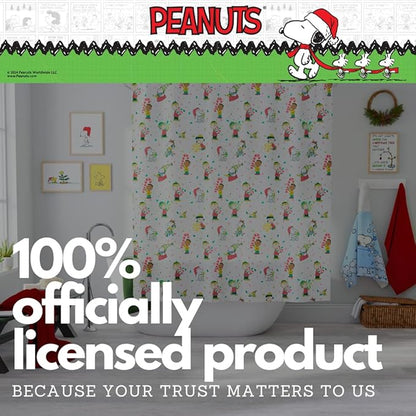Peanuts Holiday Christmas 13-Piece Shower Curtain Set, 72 x 72 Inch Fabric Curtain with Hooks, Bathroom Decor, Machine Washable, (100% Officially Licensed Product) by Franco Collectibles