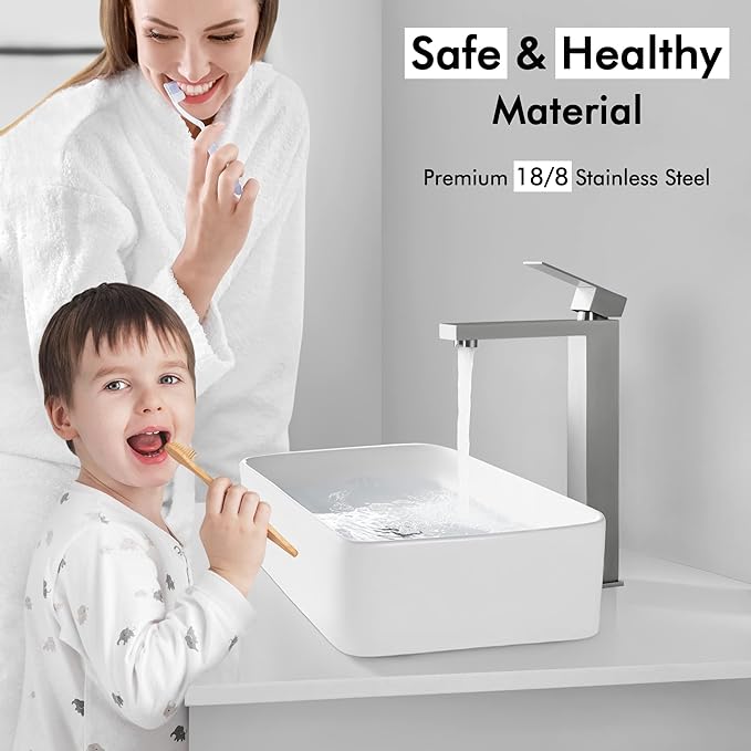 KES Tall Bathroom Faucet Vessel Sink Faucet Single Hole, Brushed Stainless Steel Faucet, cUPC NSF Certified, L3156BLFF12-BS
