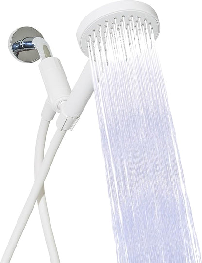 sproos! - Handheld Showerhead, High Pressure Performance, White | Colorful - Easy DIY Installation - Renter Friendly - 3 Spray Functions with Pause - Extra Long 70 Inch Flexible Hose