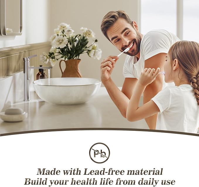 Chrome Tall 1 Hole Bathroom Vessel Sink Faucet, Single Hole Single Handle Modern Bathroom Faucet, with Pop Up Drain and Water Supply Line, FH02-C-V