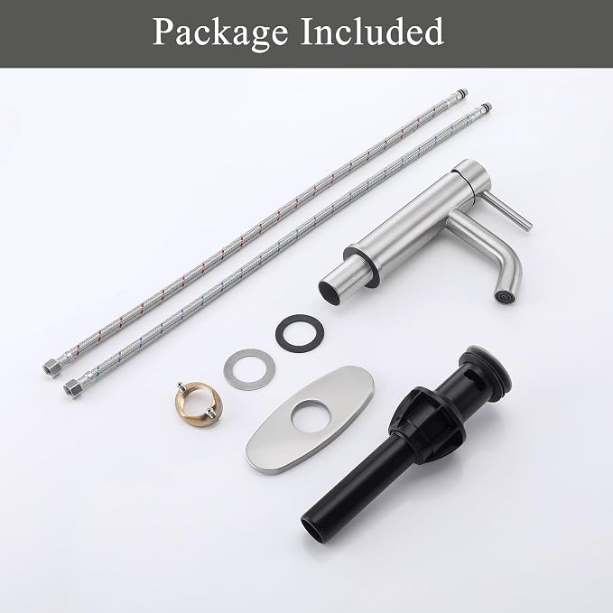 Bathroom Faucet Brushed Nickel Modern Bathroom Sink Faucet with Single Handle Suitable for 1 or 3 Holes, Supply Deck Plate and Hose