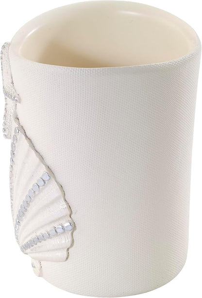 Avanti Linens - Tumbler, Countertop Organizer, Seashell Inspired Bathroom Accessories, Guest Bathroom Essentials (Sequin Shells Collection)