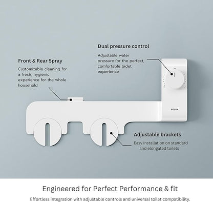 Core 1.0 -Ultra-Slim Non-Electric Bidet Attachment for Toilet – Dual Nozzle, Adjustable Water Pressure, Easy DIY Installation, Self-Cleaning Sprayer, Eco-Friendly Design (White)