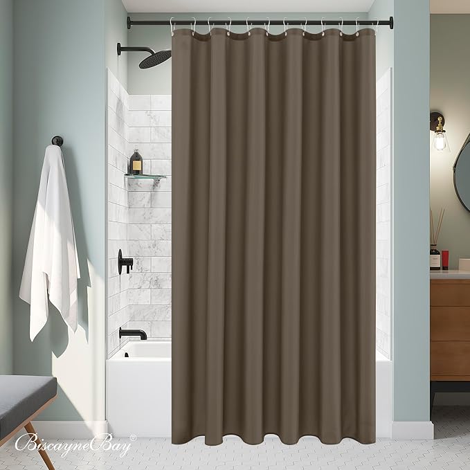 Fabric Shower Curtain Liner 72x72 Inch-Taupe Standard Size Shower Liners | Hotel Quality Water Resistant Shower Liners for Bathroom-Machine Washable Cloth Polyester Bath Curtain-Rental Apartment Home