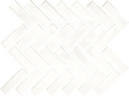 1" x 3" Ceramic Herringbone Mosaic in Semi-Gloss Arctic White for Kitchen Backsplashes, Bathroom Walls, Decorative Accents | (10 PC Per Carton) (6 SQFT Per Carton)