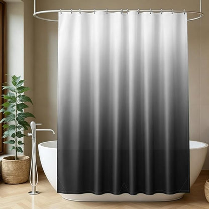 Felisa Ombre Black and White Shower Curtain Liner,Waterproof Fabric Shower Curtain with 3 Weighted Magnets, Odorless Cloth Lightweight Bathroom Curtain,Sturdy Rustproof Grommets,72 x 72