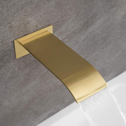 SUMERAIN Wall Mount Tub and Shower Faucet Set, Brushed Gold | 8 Inch High Pressure Shower Head, Waterfall Tub Spout, Anti-scalding Pressure Balance Valve