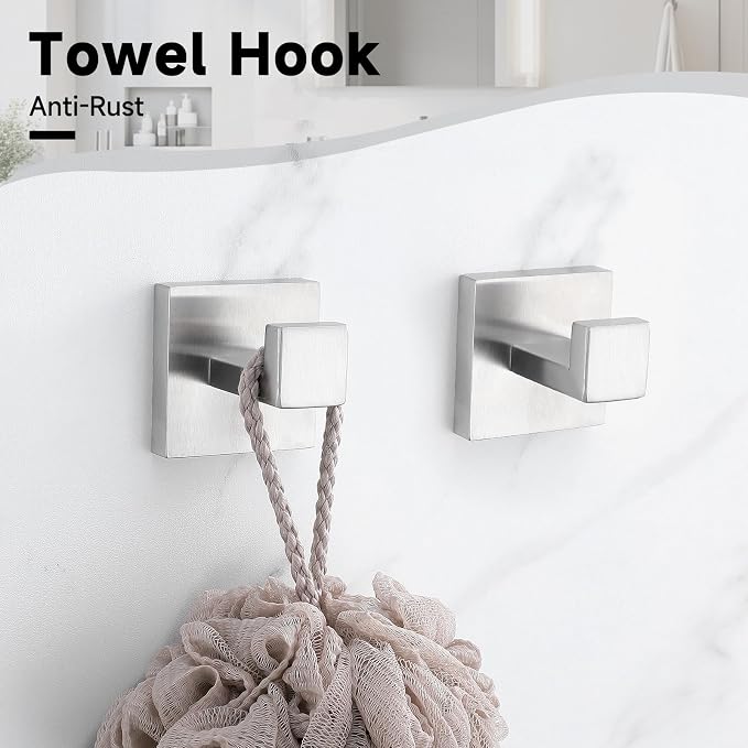 Brushed Nickel Towel Bar Set,5-Pieces Bathroom Hardware Accessories Set,Towel Racks Set for Bathroom 23.6 Inch Towel Bar Stainless Steel Wall-Mounted