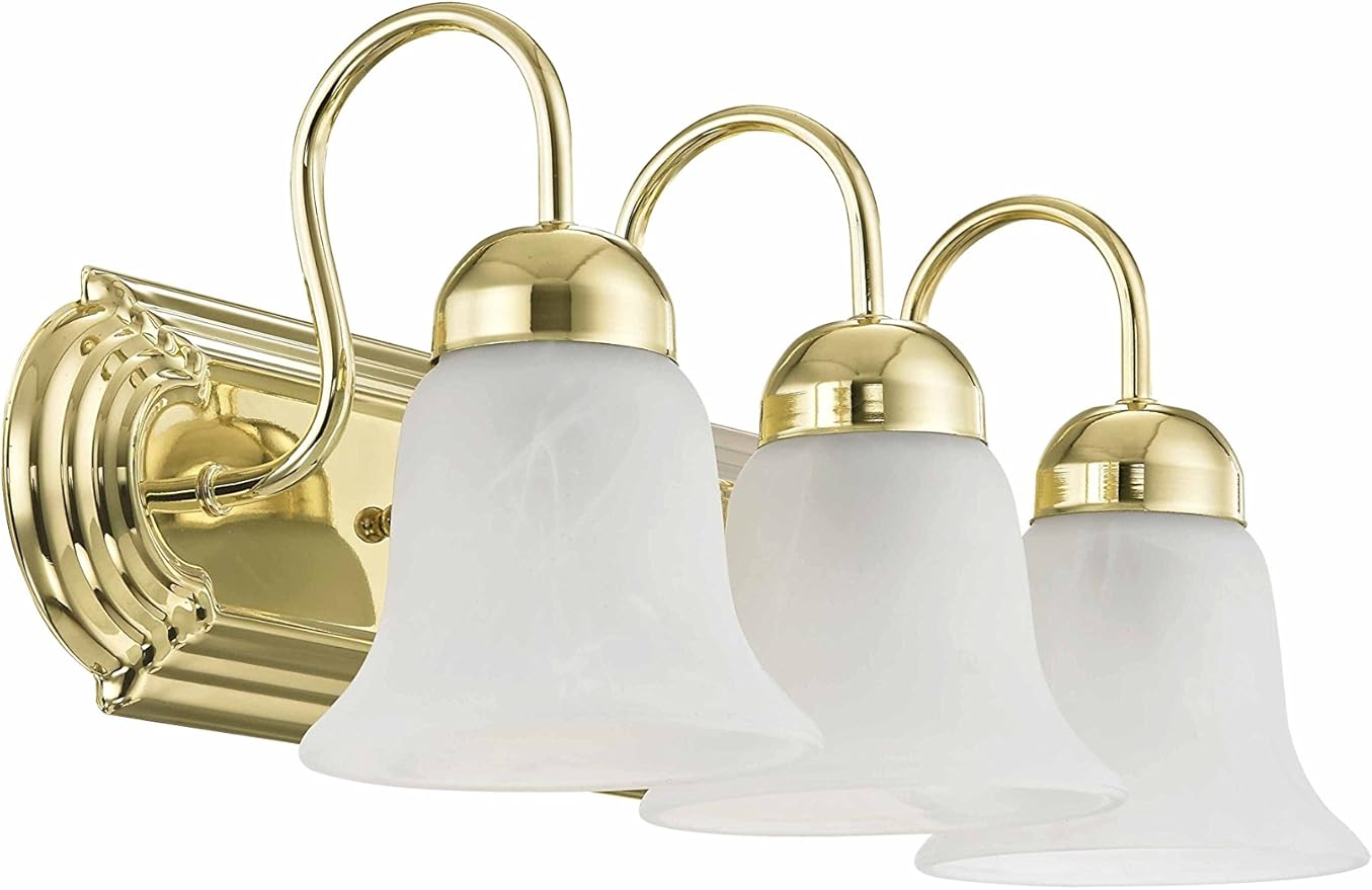 Livex Lighting 1073-02 Riviera 3-Light Bath Light, Polished Brass, 18 x 8 x 8