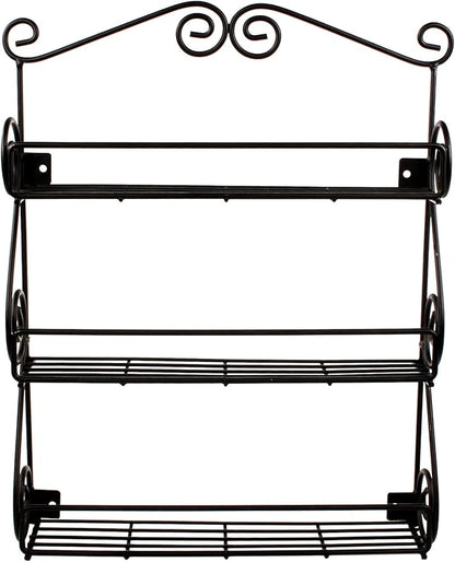 Spectrum Diversified Scroll Wall-Mounted Traditional Spice Rack Organizer for Cabinet & Kitchen, 3-Tier, Beauty & Nail Polish, 43710