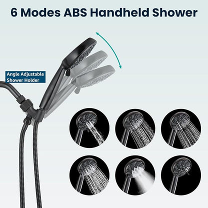 gotonovo Shower Faucet Set with Valve Kit 6 Mode Handheld Oil Rubbed Bronze | Bathroom Shower Head and Handle Set,6 Modes ABS Handheld Spray,Pressure Balance Valve and Trim Kit Complete,Single-Handle