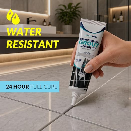 Premixed Tile Grout Repair - Anthracite Charcoal 8.8oz/250g | 5 gray shades with RAL codes, premixed acrylic sanded, bathroom shower kitchen tile, water-resistant, 24-hour cure, 29 sq ft