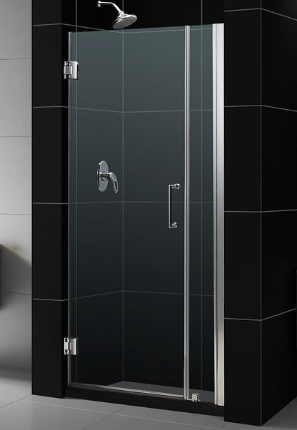 DreamLine Unidoor 32 - 33 inch W x 72 inch H Frameless Hinged Shower Door in Chrome