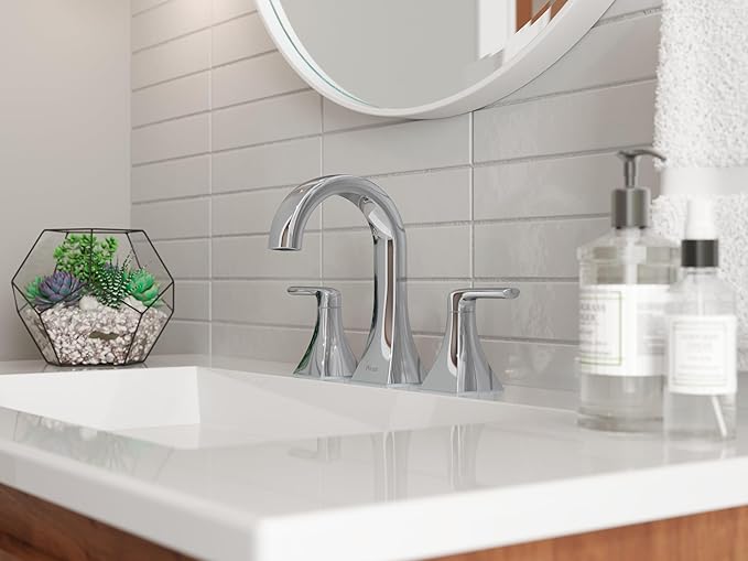 Pfister Bruxie Bathroom Sink Faucet, 8-Inch Widespread, 2-Handle, 3-Hole, NSF Certified, Polished Chrome Finish, LF049BIEC