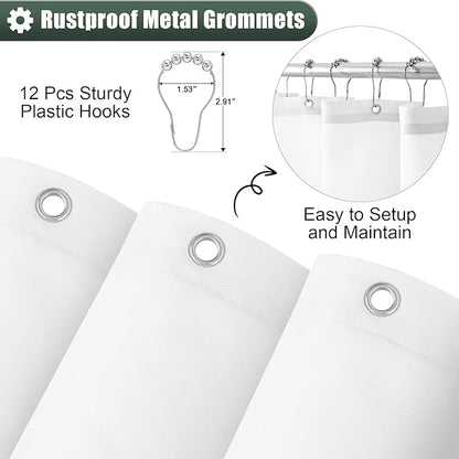 OLANLY Luxury Blackish Green and White Ombre Shower Curtain Sets with 12 Hooks, Waterproof and Washable Decorative Shower Curtains for Bathroom, 72x72 Inches