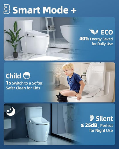 Electric Bidet Toilet Seat, Heated Toilet Seat Elongated with Instant Warm Water & Dryer, Feminine & Front Rear Wash, Wireless Remote, Self-Clean Nozzle, Slow Close Lid, Upgraded Silent ECO Child Mode