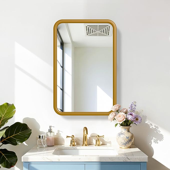 Casaphoria 30" H x 20" W Bathroom Medicine Cabinet with Mirror, Metal Frame Wall Medicine Cabinets Mirrors, Wall Mirror Cabinet, Gold