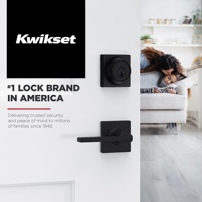 Kwikset Casey Door Handle, Satin Nickel | Interior Privacy Lock | For Bathroom and Bedroom | Reversible | Pack of 6