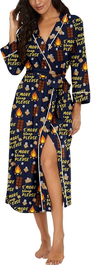 PrinStory Womens Robe Long Knit Bathrobe Lightweight Soft Robes Ladies Bath Robe