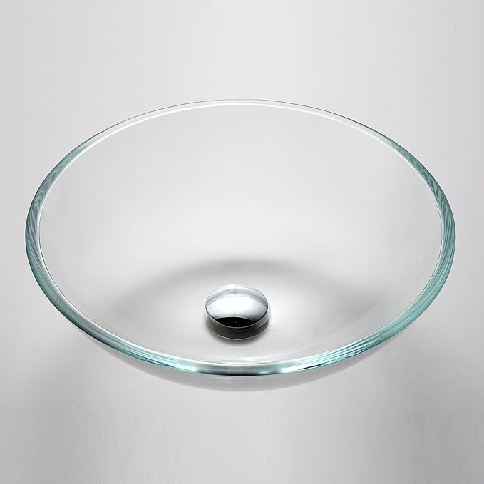Kraus GV-100-CH Crystal Clear Glass Vessel Sink with PU-MR, Chrome