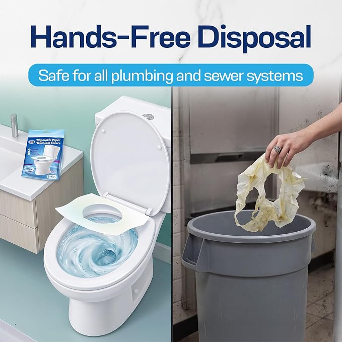 Rockland Guard Disposable Toilet Seat Covers - Flushable Paper Travel Pack - 100 Count (10 Resealable 10-Packs) - Portable Potty Training & Bathroom Hygiene Essentials for Adults & Kids