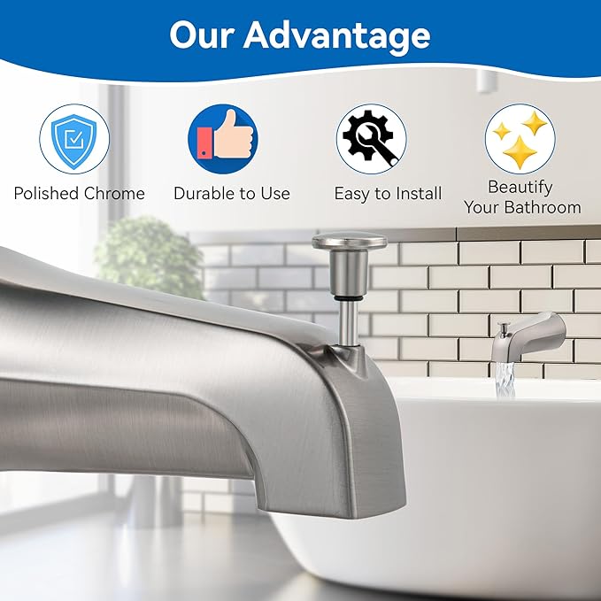 Dreyoo 5 1/4 Inch Bathroom Tub Spout Compatible with Westbrass E531D-1F-62, Fits Wall Front Mount Tub Spout with Shower Diverter 1/2'' IPS Inside Thread Bathtub Faucet(Brushed Nickel)