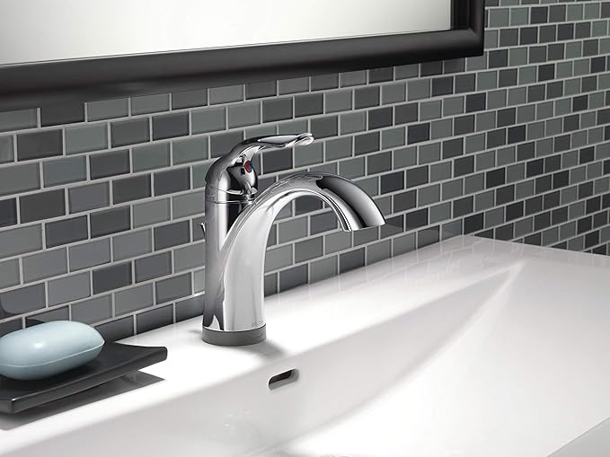 Delta Faucet Lahara Single Hole Bathroom Faucet with Touchless Technology, Chrome Bathroom Sink Faucet, Single Handle Bathroom Faucet, Bath Faucet, Push Pop-Up Drain, Chrome 538T-DST