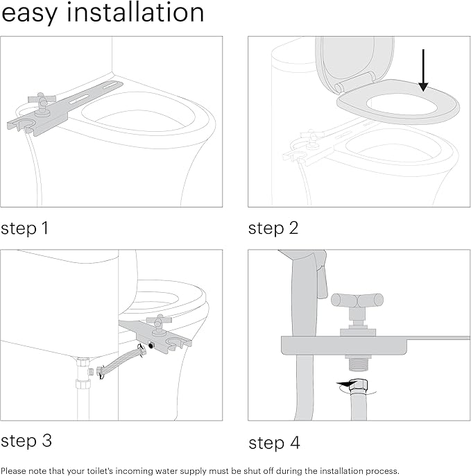 Brondell MBH-40-S CleanSpa Luxury Handheld Bidet Attachment for Toilet with Stainless Steel Holster and Built-In Shut Off Valve, Dual Spray Options, Includes Spiral Metal Hose, Stainless Steel