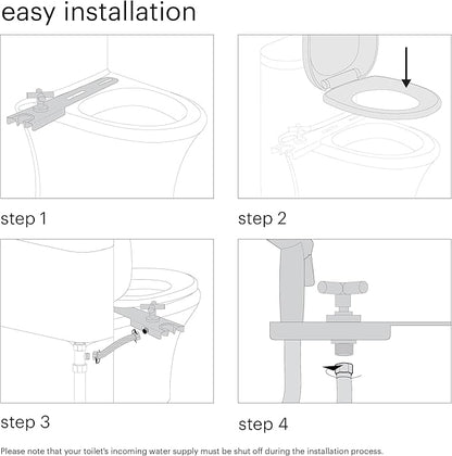 Brondell MBH-40-S CleanSpa Luxury Handheld Bidet Attachment for Toilet with Stainless Steel Holster and Built-In Shut Off Valve, Dual Spray Options, Includes Spiral Metal Hose, Stainless Steel