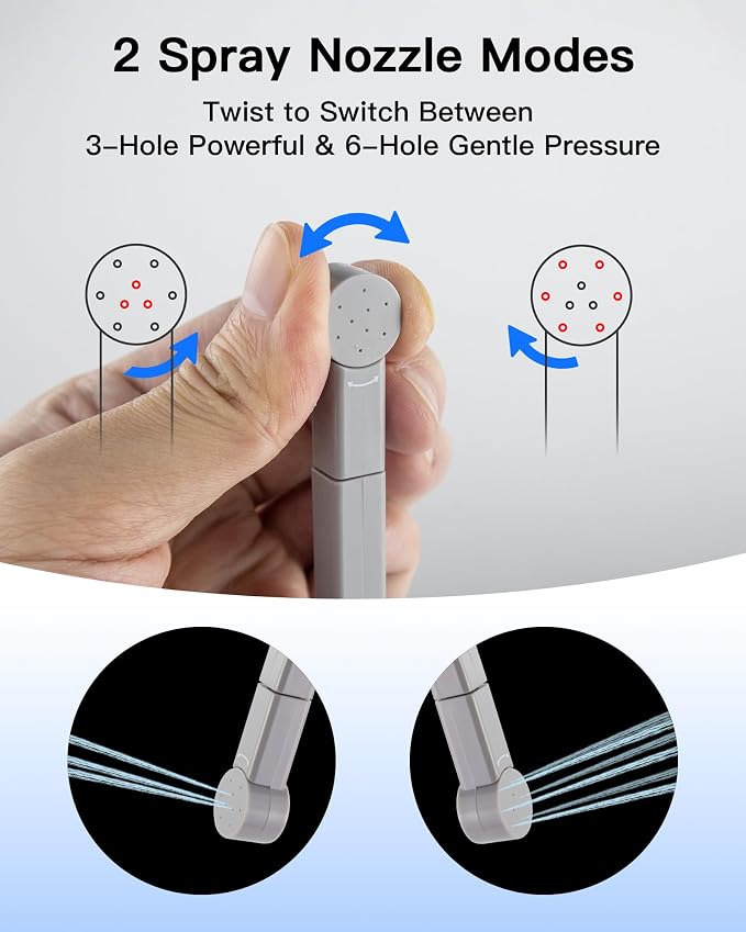 Portable Bidet for Travel, 800mAh Electric Handheld Bidet with 380ml Bottle | Rechargeable Handheld Bidet Sprayer, Peri Bottle for Women & Men, Works with Warm Water, Personal Hygiene Care