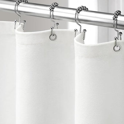 Linen Shower Curtain White, Fabric Boho Farmhouse Shower Curtains for Bathroom Cotton Natural Cloth Liner Set 72" W x 96" L