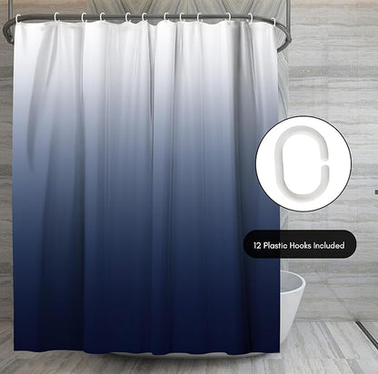 Americanflat 71x74 Blue Ombre Shower Curtain - Water-Resistant Long Shower Curtain with Durable Metal Grommets and 12 Hooks - 100% Polyester