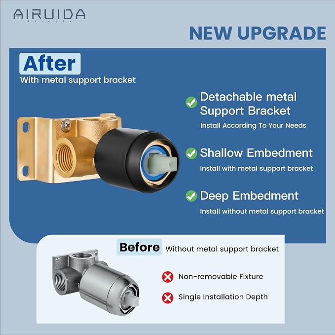 Airuida 12 Inch Matte Black Shower Faucet Set,Shower Valve Kit | Rainfall Shower Head and Handle Set,Female Thread Rough-in Valve Shower Kit,Single Function Shower System