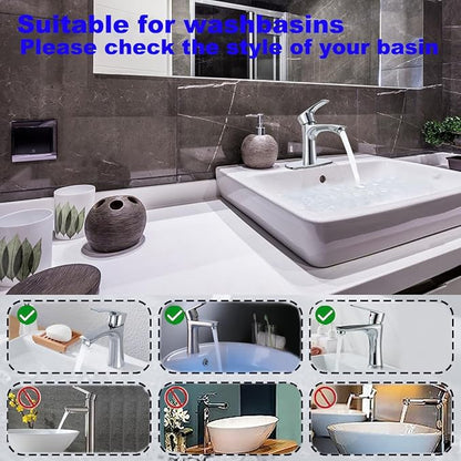 Bathroom/Basin Mixer for hot and Cold Water with Silent Anti-drip Single Lever Sink Faucet for Bathroom, washbasin, kitchenette Type, Hybrid Water-Saving washbasin Faucet (Chrome)