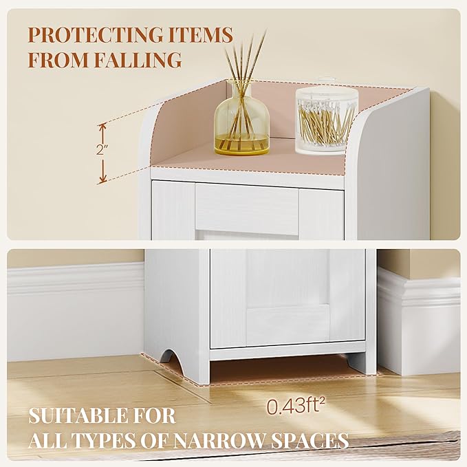 Slim Bathroom Storage Cabinet, Narrow Cabinet with 2 Doors, Small Bathroom Organizers and Storage, Laundry Room Organization for Small Space, Kitchen, Living Room, White 022413X