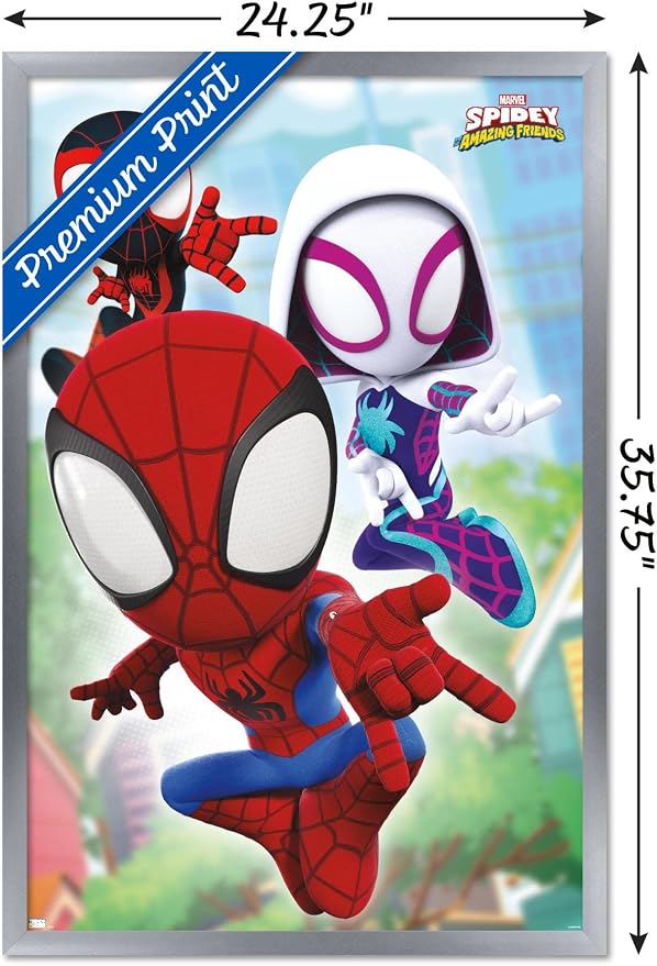 Trends International Marvel Spidey and His Amazing Friends - Webs Wall Poster, 22.37" x 34.00", Silver Framed Version